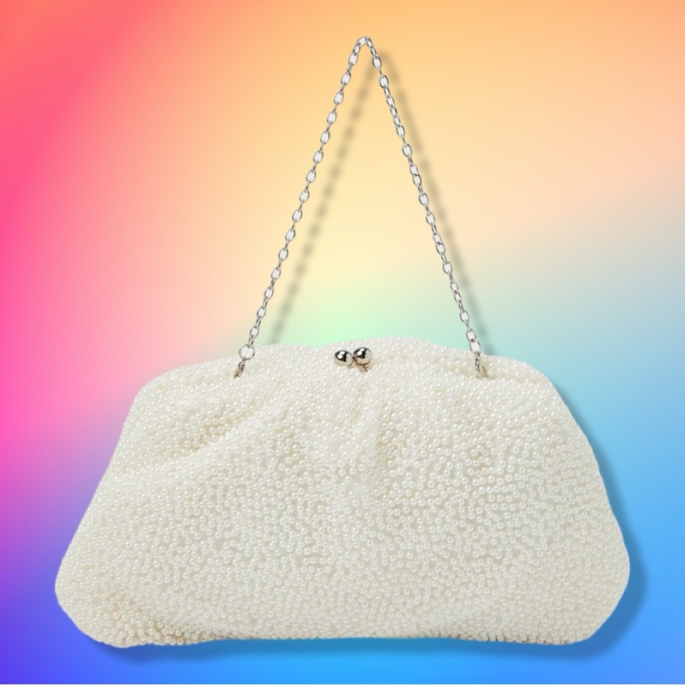 EUC - LULU'S Glowing Glamour White Pearl Oversized Clutch
